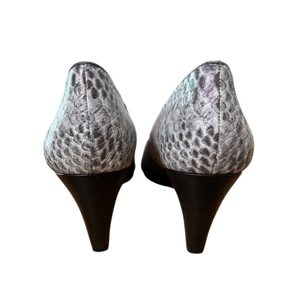 Revolve x LOGO 10 Vintage y2k Suede and Snakeskin Leather Pumps Cone Heel Gray - Picture 4 of 6